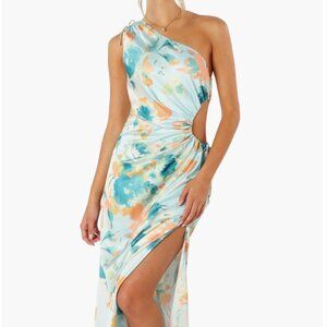 Petal & Pup Leighton Floral Print Asymmetric Cutout Dress
